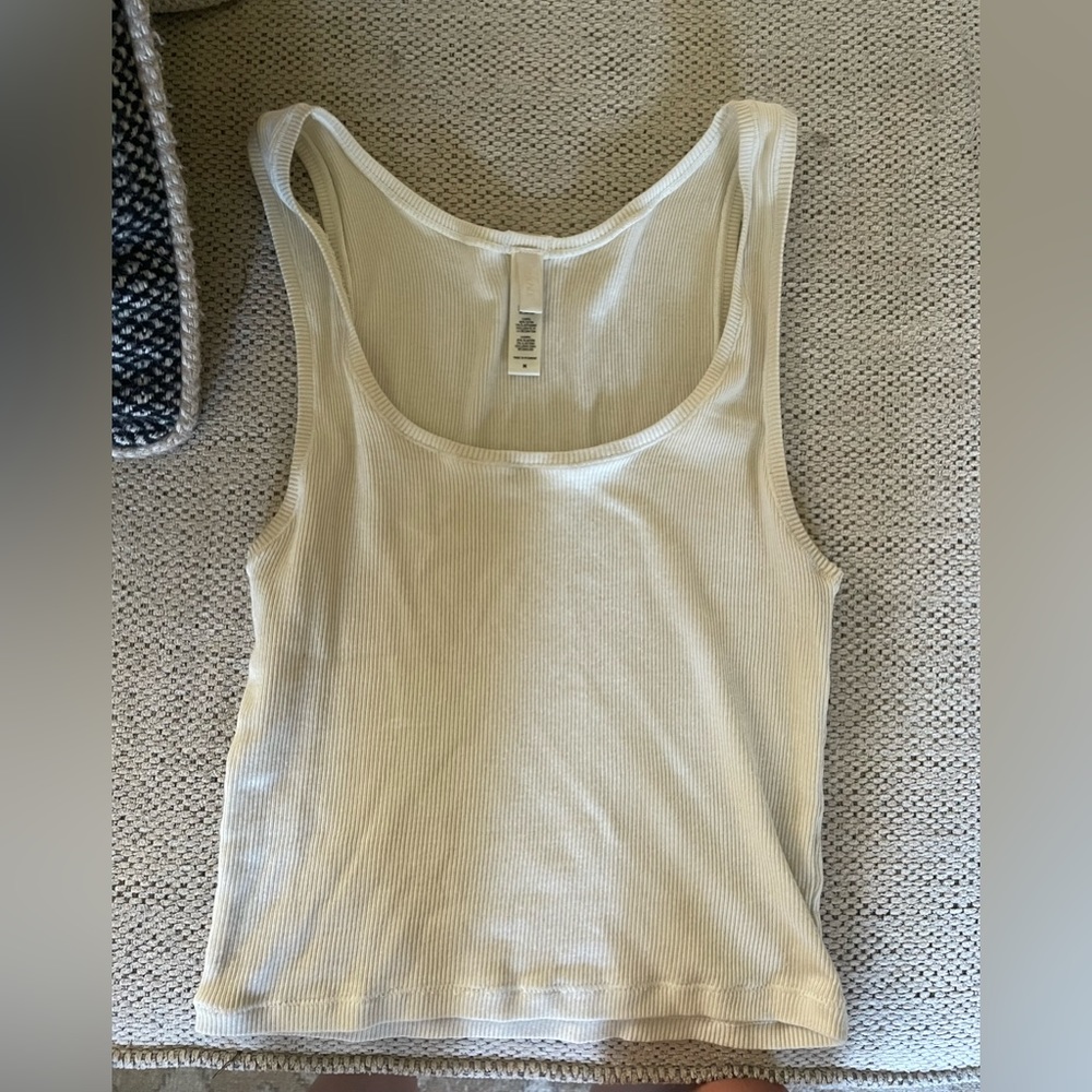 Skims Cotton Ribbed Tank Bone